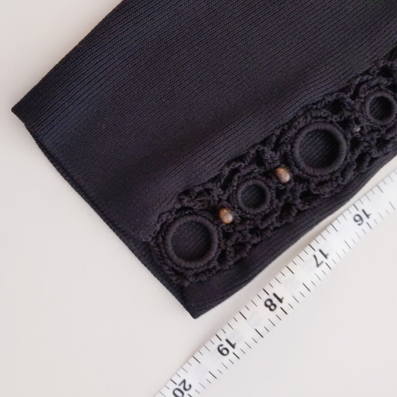 Venini Black Crochet Detail Sweater with Wooden Beads size Medium - Picture 8 of 9